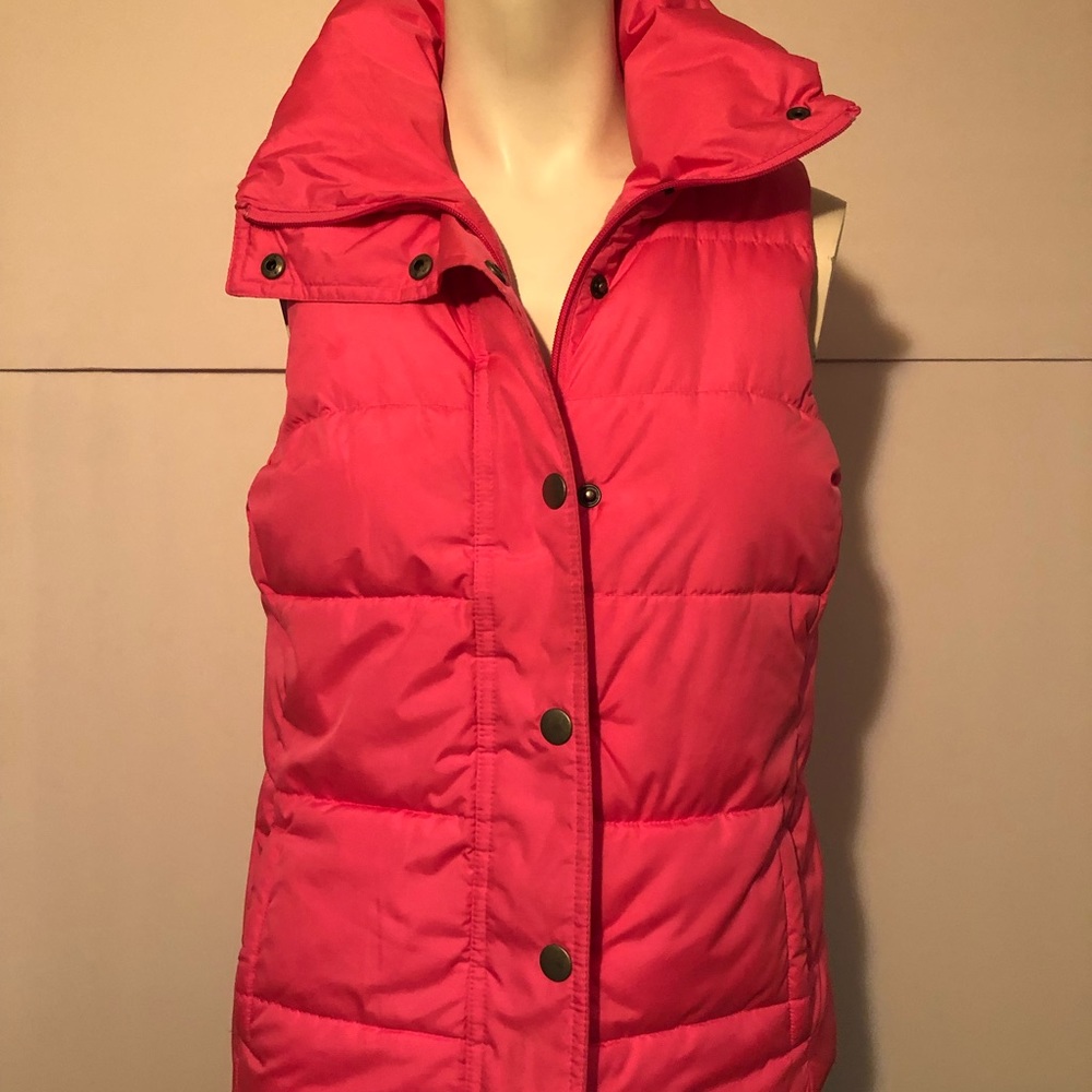 Women old navy puffer vest faux down fleece pink